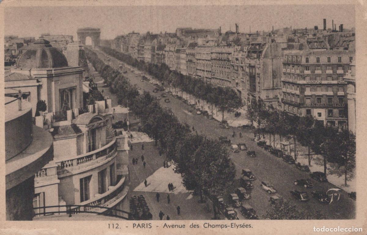 Postkarten: France Paris Champs &Eacute;lys&eacute;es Arc de Triomphe Trafic D &Eacute;poque Unposted *YAB515