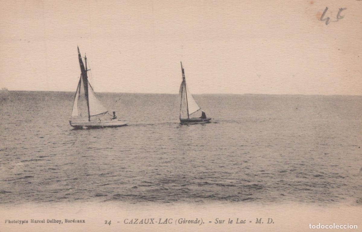 Postkarten: France Cazaux Lac Lac Paysage Bateaux Voile Figures Post&eacute;e *YAB685