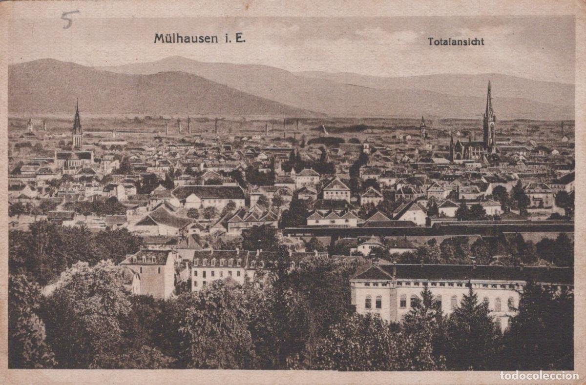 Postkarten: Deutschland M&uuml;lhausen Elsass Stadtansicht Panorama Kirche Unposted *YAB530