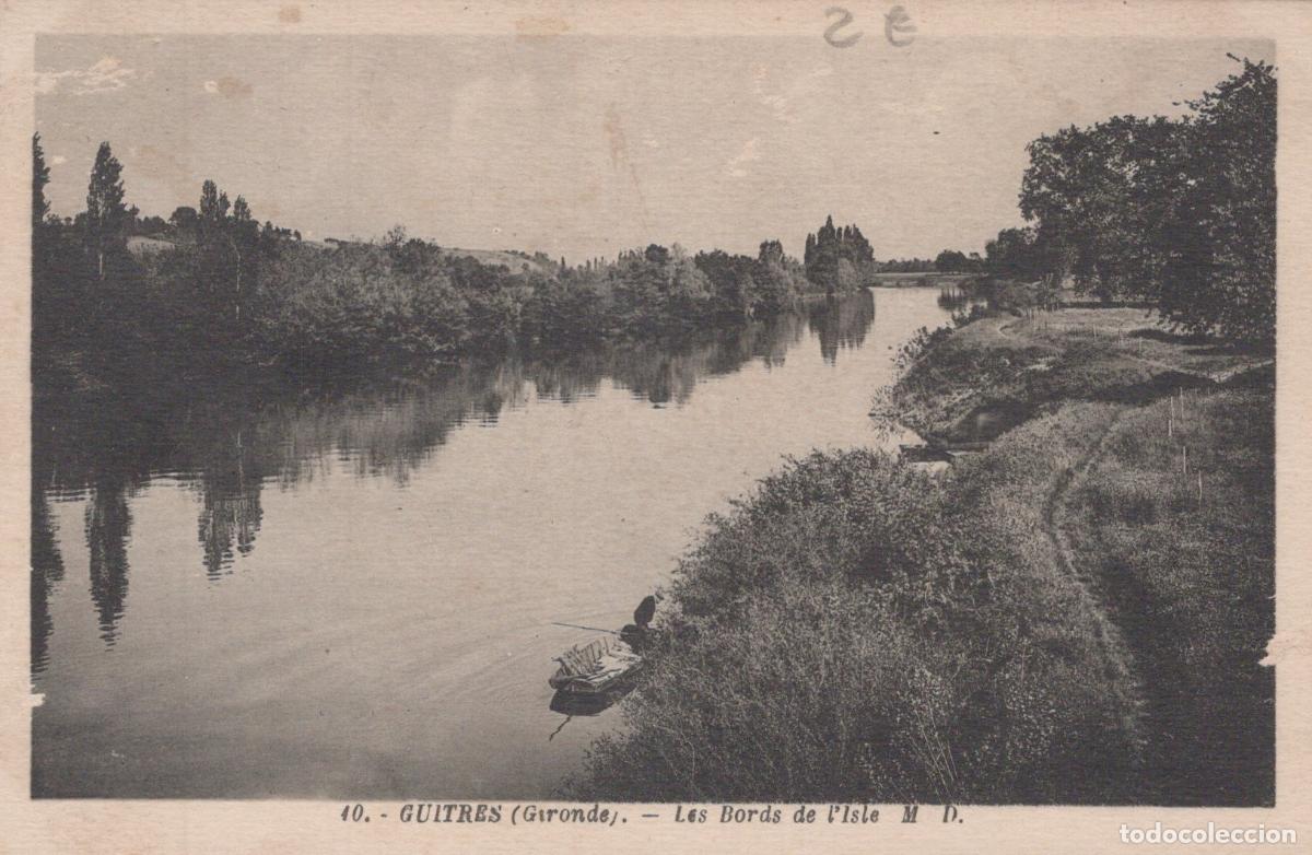 Postkarten: France Gu&icirc;tres Bords de L Isle Paysage Fluvial Bateau *YAB694