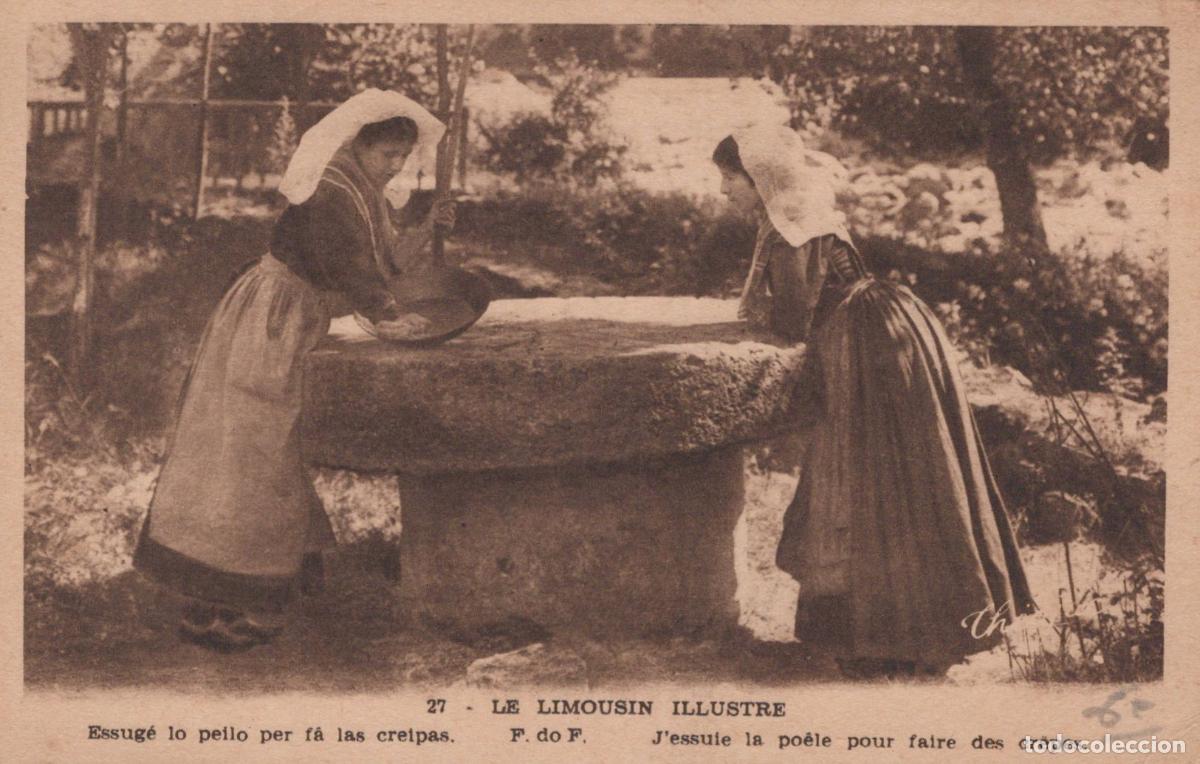 Postkarten: France Limoges Femmes en Costume Pr&eacute;parant Cr&ecirc;pes au Puits *YAB851