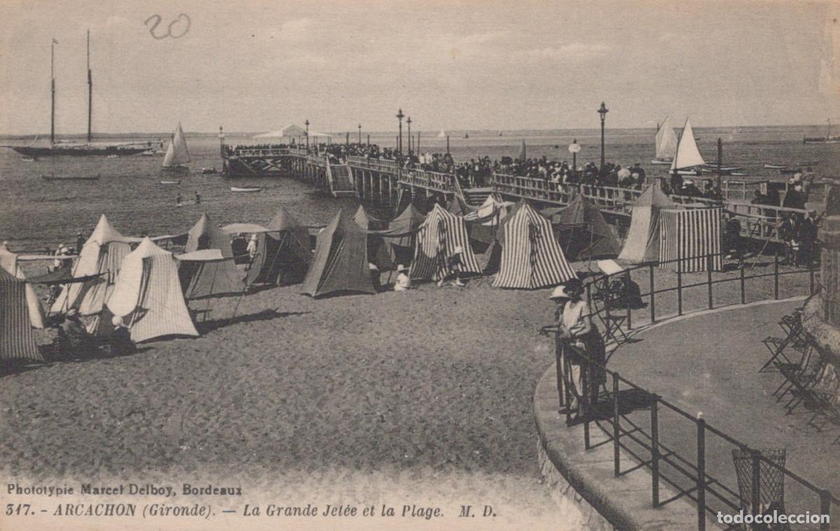Postales: France Arcachon La Grande Jet&eacute;e et la Plage Unposted *YAB646