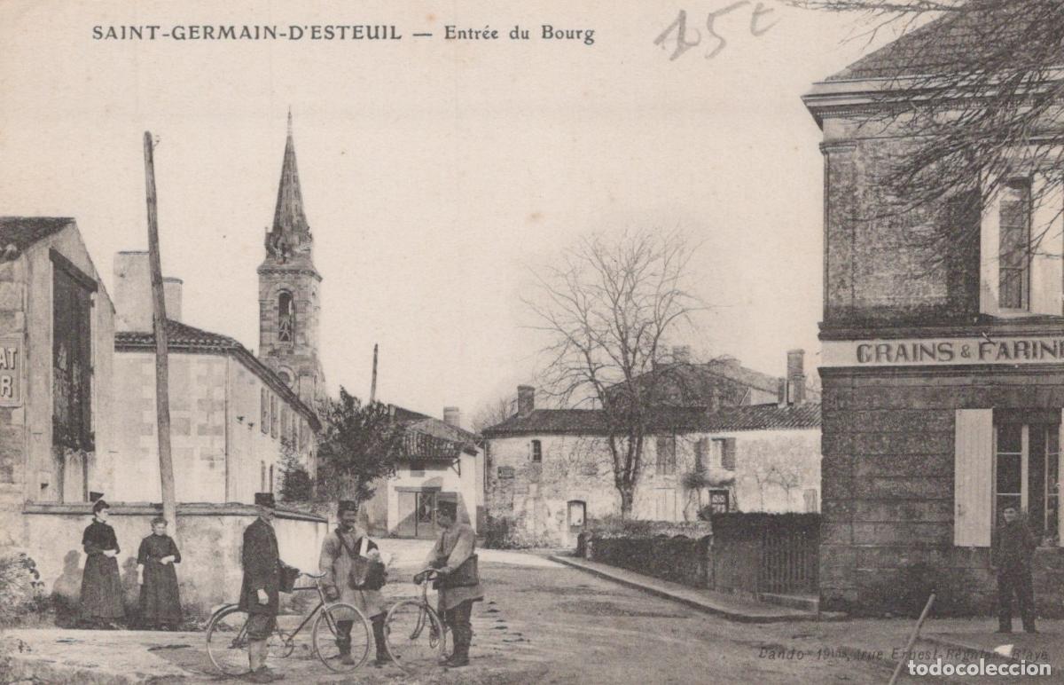 Postkarten: France Saint Germain D Esteuil Entr&eacute;e Bourg &Eacute;glise Commerce Unposted *YAB696