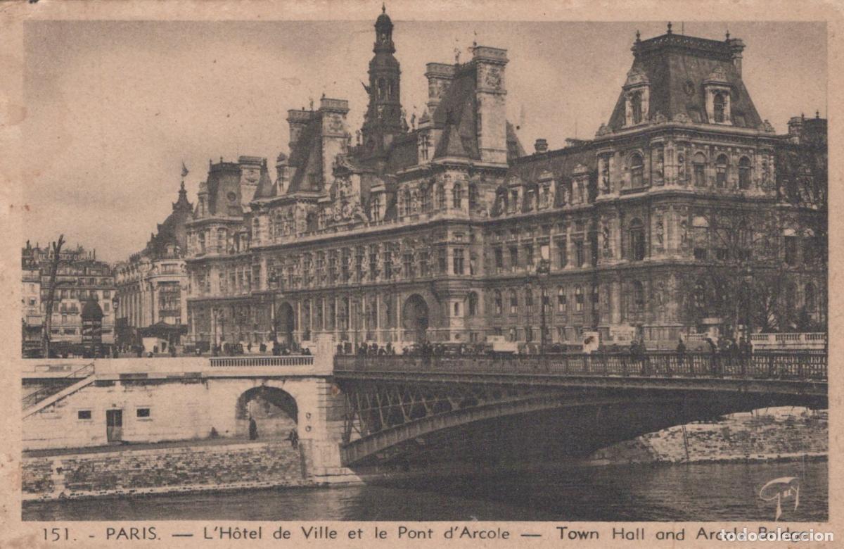 Postcards: France Paris &Icirc;le de H&ocirc;tel de Ville et Pont D Arcole Circul&eacute;e *YAB877