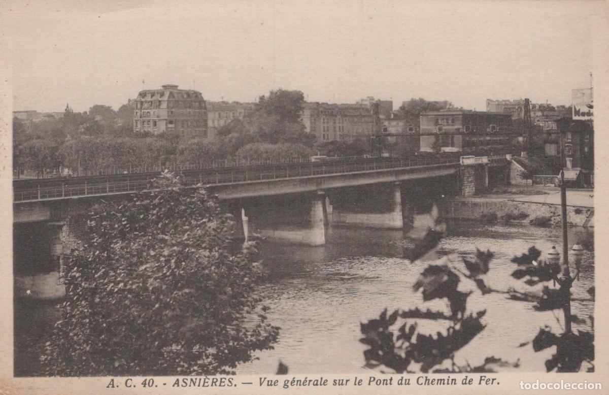 Postcards: France Asni&egrave;res Vue G&eacute;n&eacute;rale du Pont du Chemin de Fer sur la Unposted *YAB882