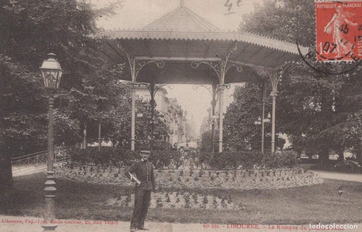 Postales: France Libourne Kiosque Jardin Public Homme Rue 1907 *YAB980
