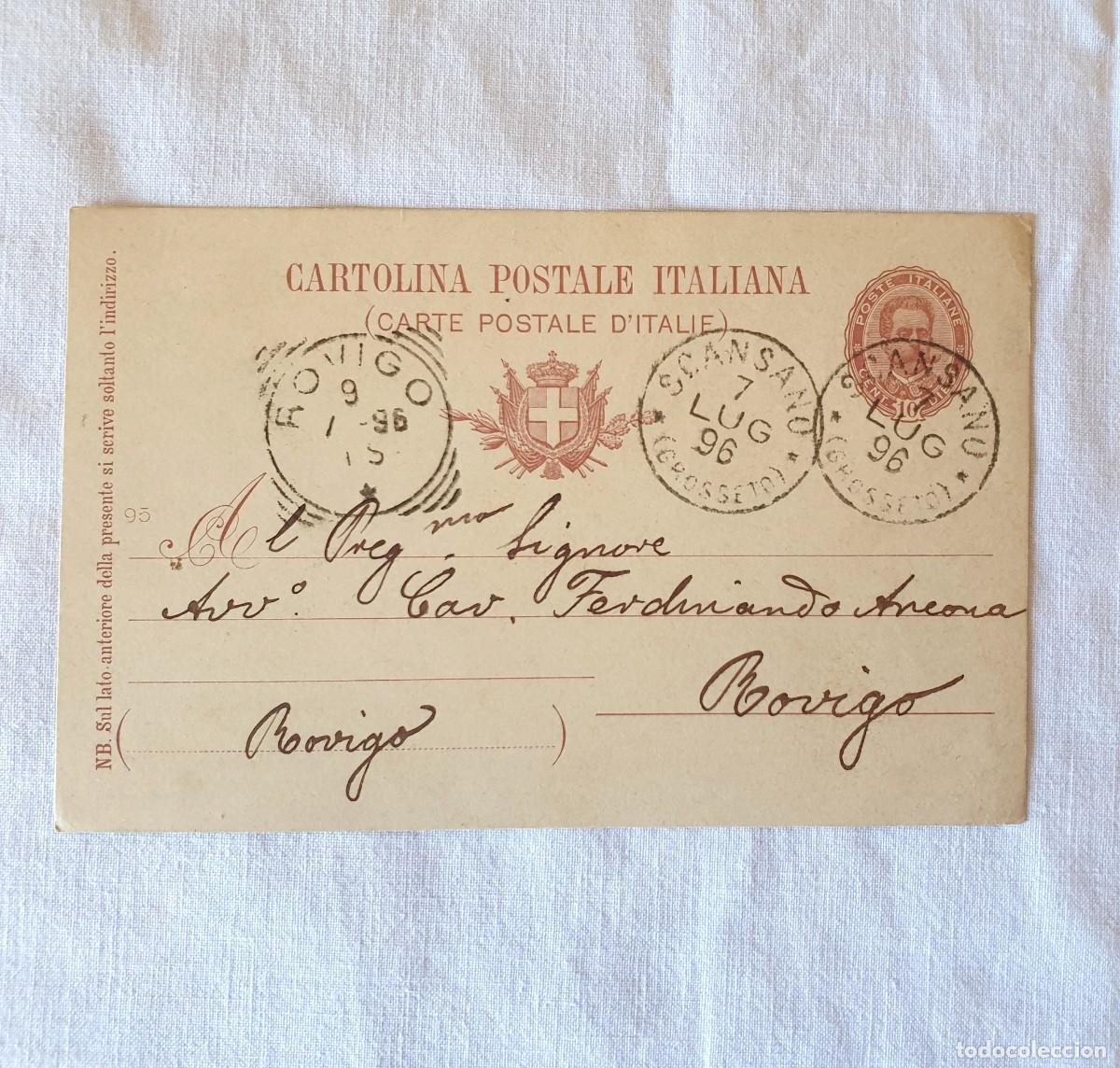 Postales: Postal italiana antigua manuscrita con matasellos de 1896