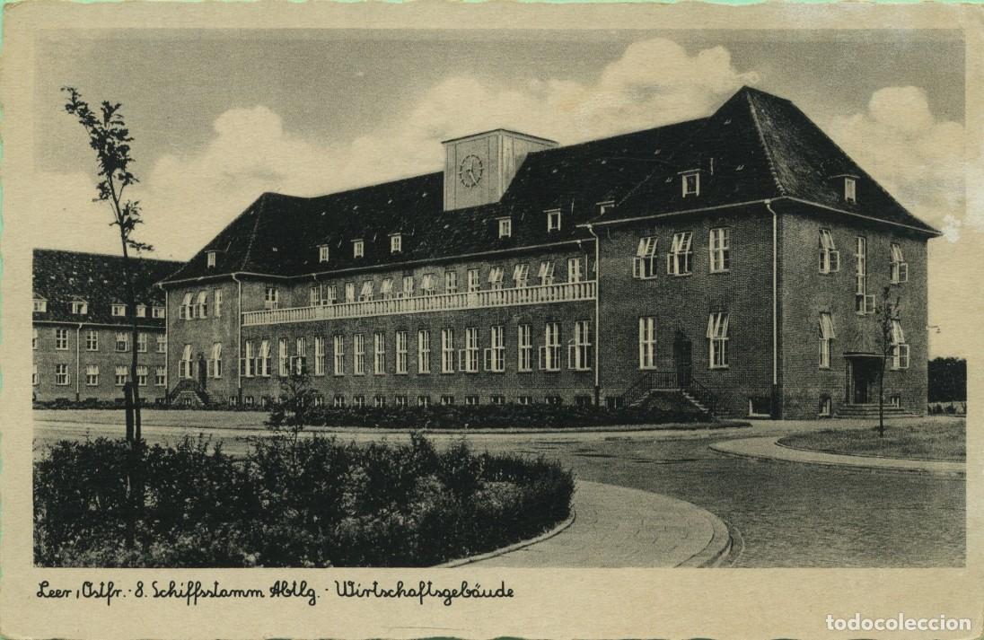 Postales: LEER, FRISIA ORIENTAL. Alemanaia. Octava Tribu del Barco Ablly. Escuela de negocios. Sin circular.