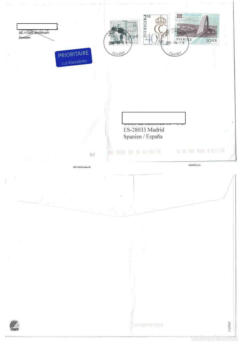 Postales: Cover sent from Sweden-Sverige to Madrid 29-9-2016