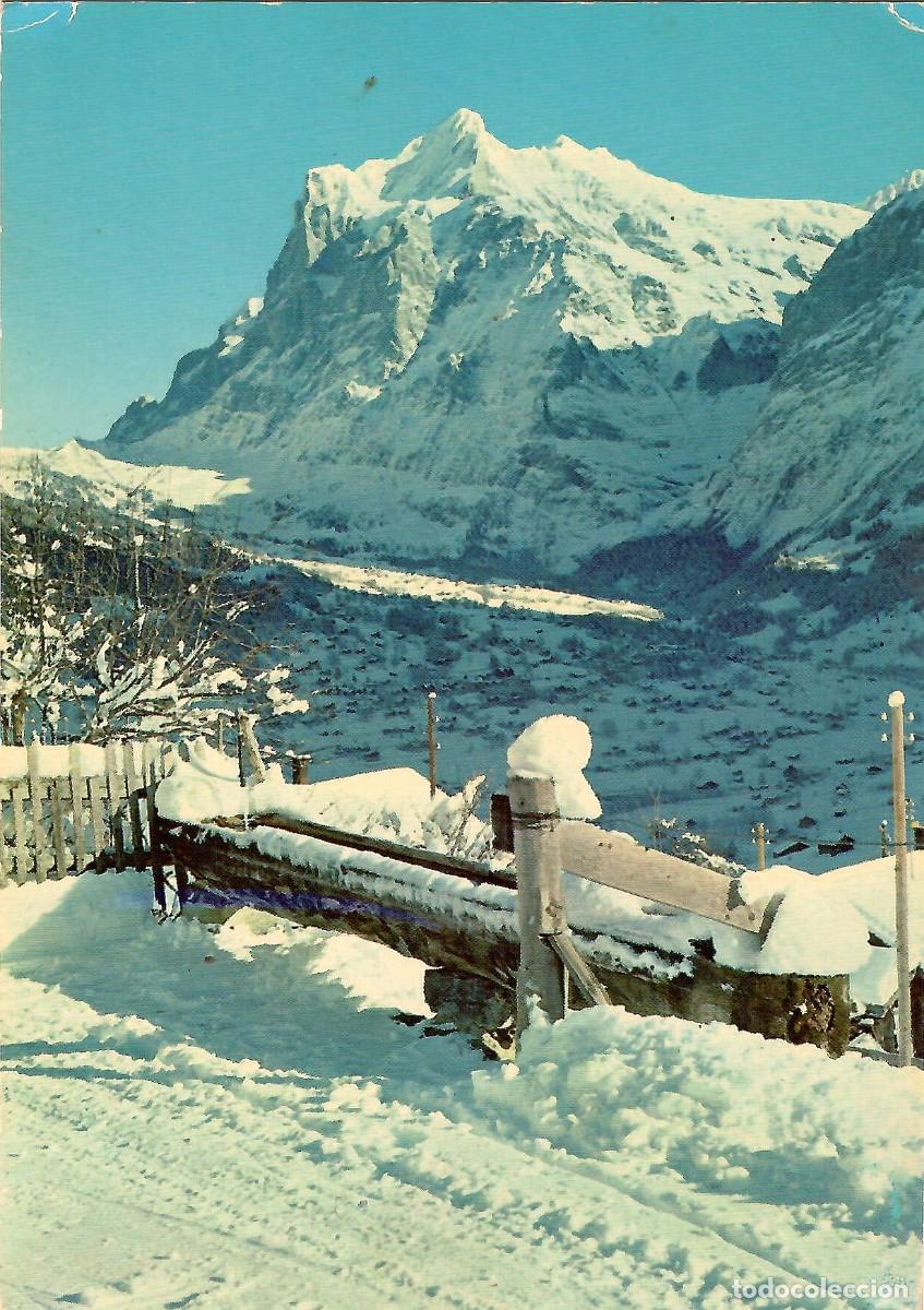 Postales: N&ordm; 72-2-GRINDELWALD. Suiza. Con bocina meteorol&oacute;gica. Escrita en 1972