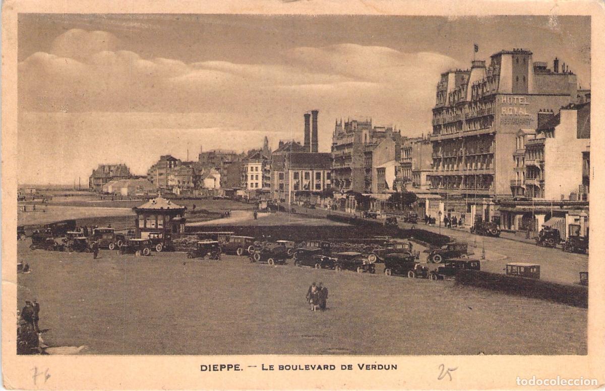 Postais: Postal de Dieppe Boulevard de Verdun y Hotel Royal en Francia