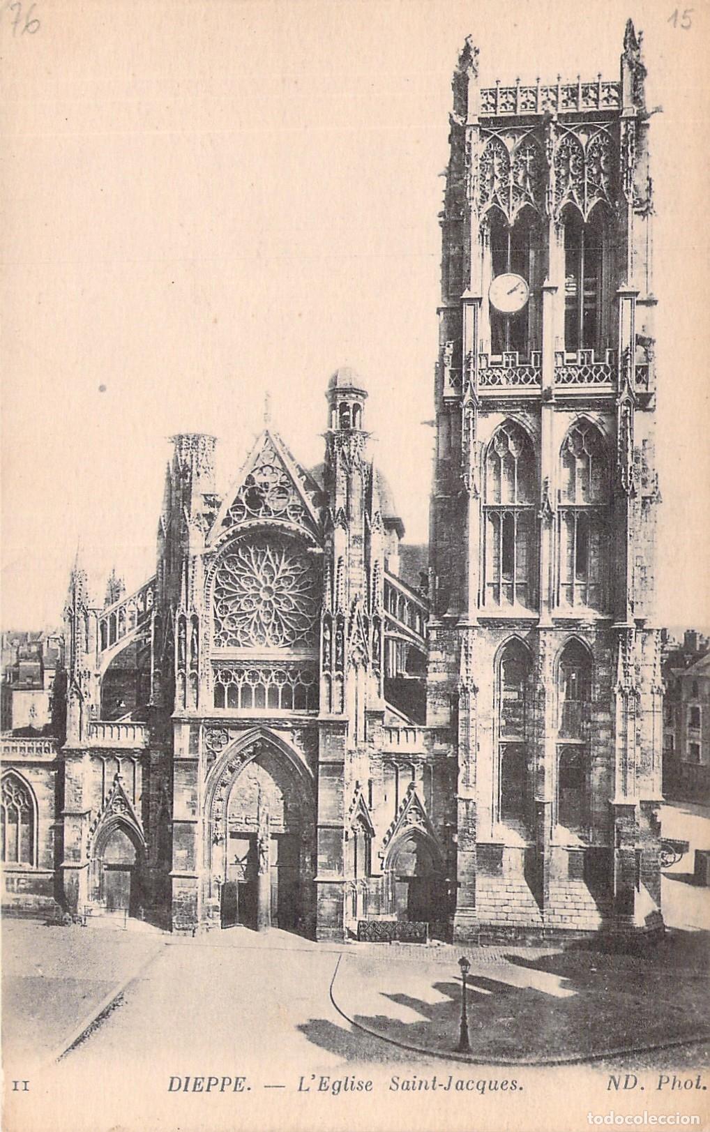 Postais: Postal de la Iglesia Saint-Jacques en Dieppe, Francia