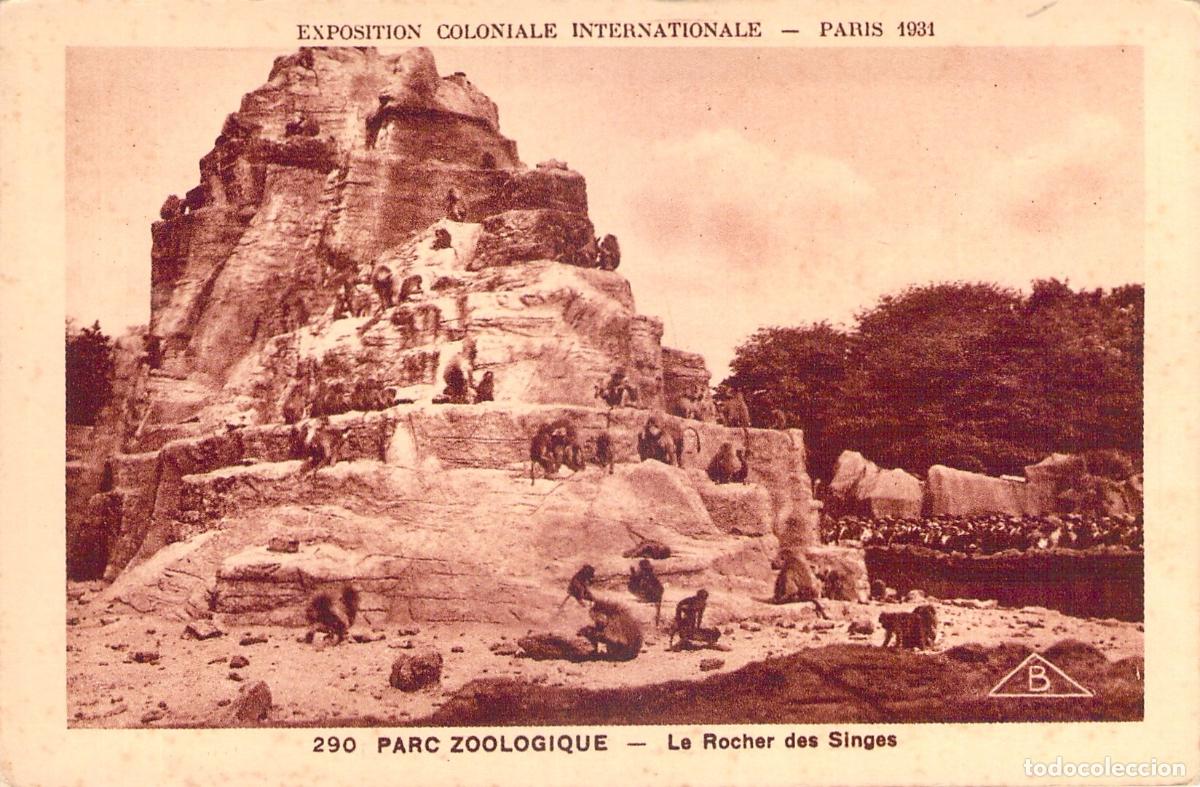 Postais: Postal Exposici&oacute;n Colonial Par&iacute;s Zool&oacute;gico Le Rocher des Singes