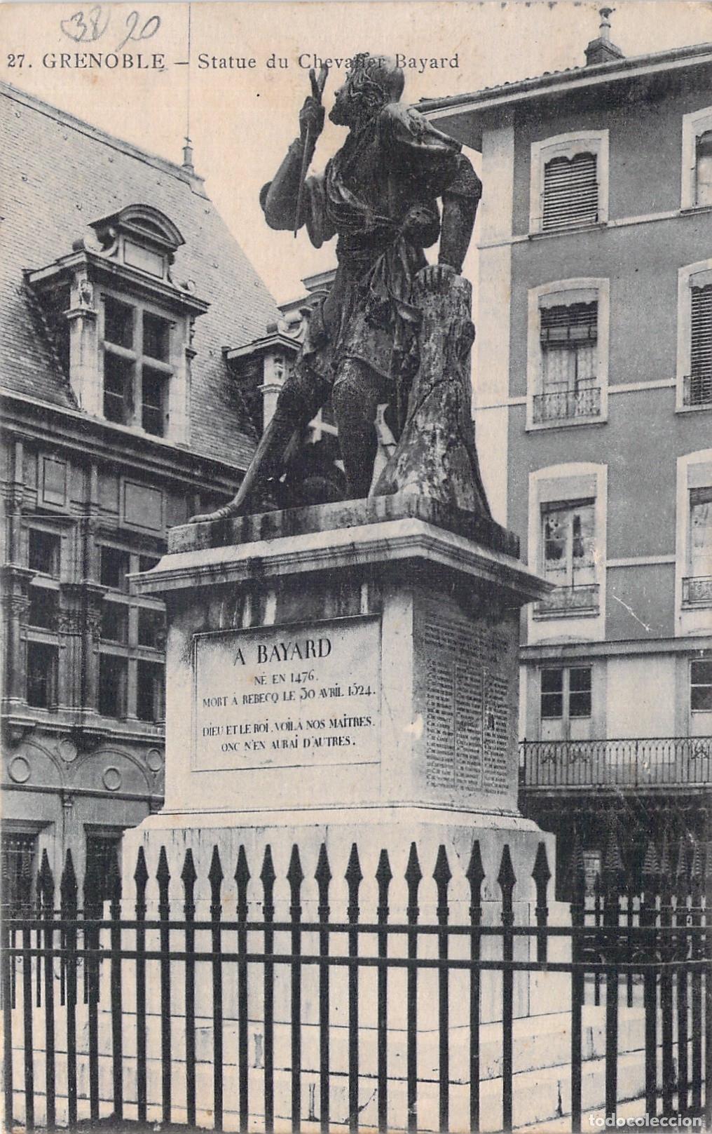 Postales: Postal de la estatua del Caballero Bayardo en Grenoble