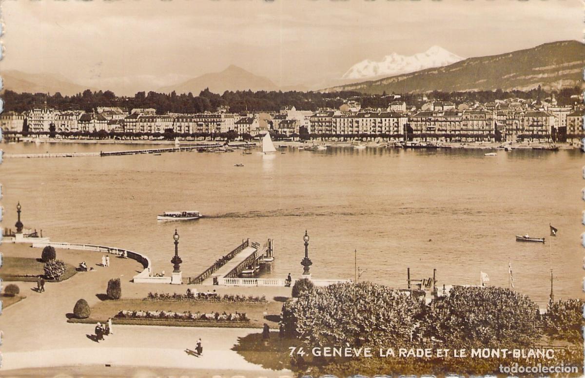 Postkarten: Postal de Ginebra, Lago Leman y Mont Blanc