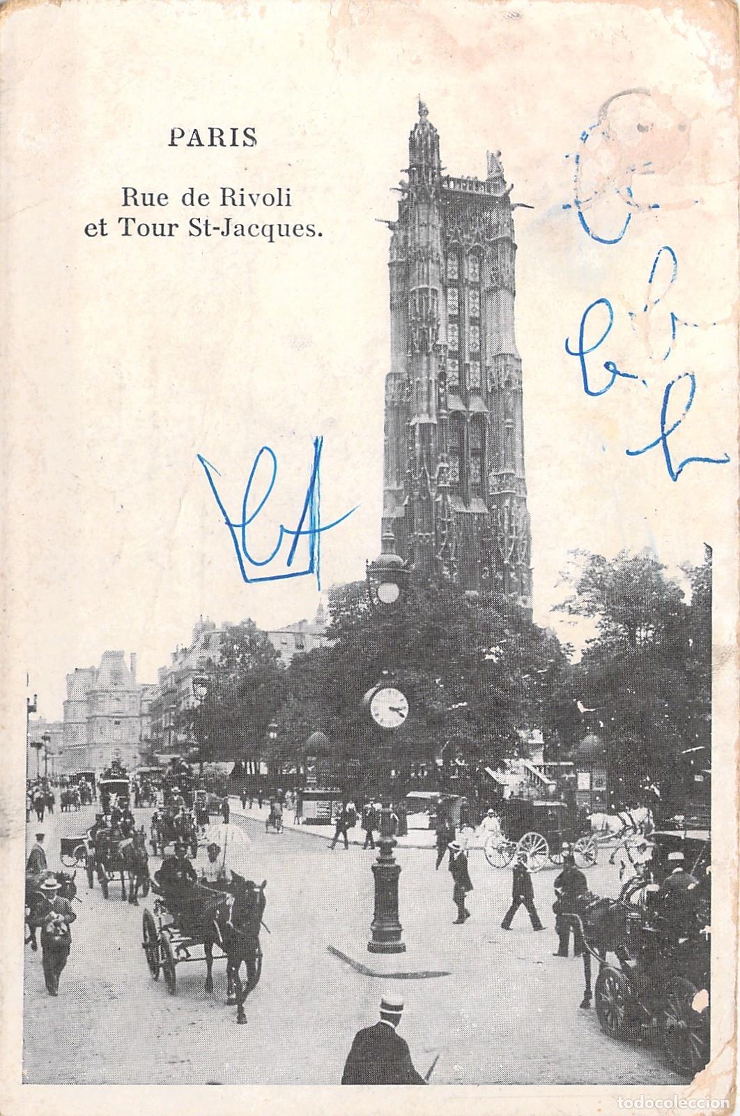 Postais: Postal de Paris Rue de Rivoli y Tour St-Jacques