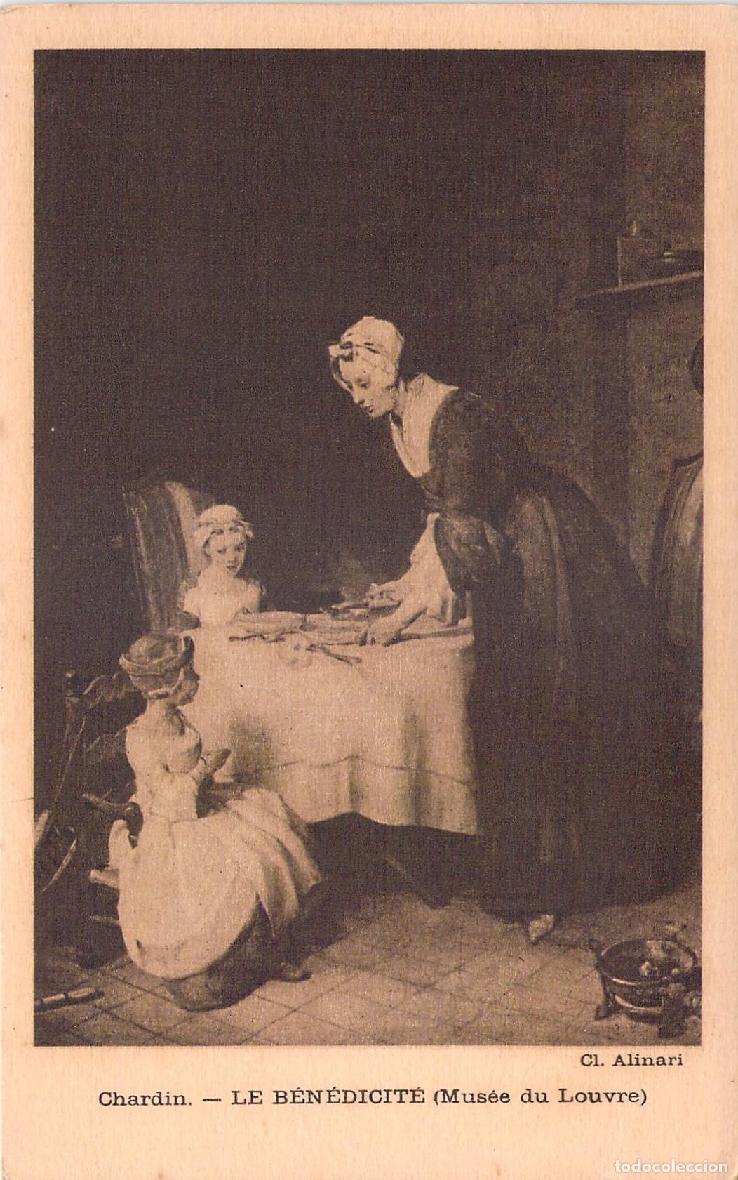 Postais: Postal de El Benedicite de Chardin, Museo del Louvre
