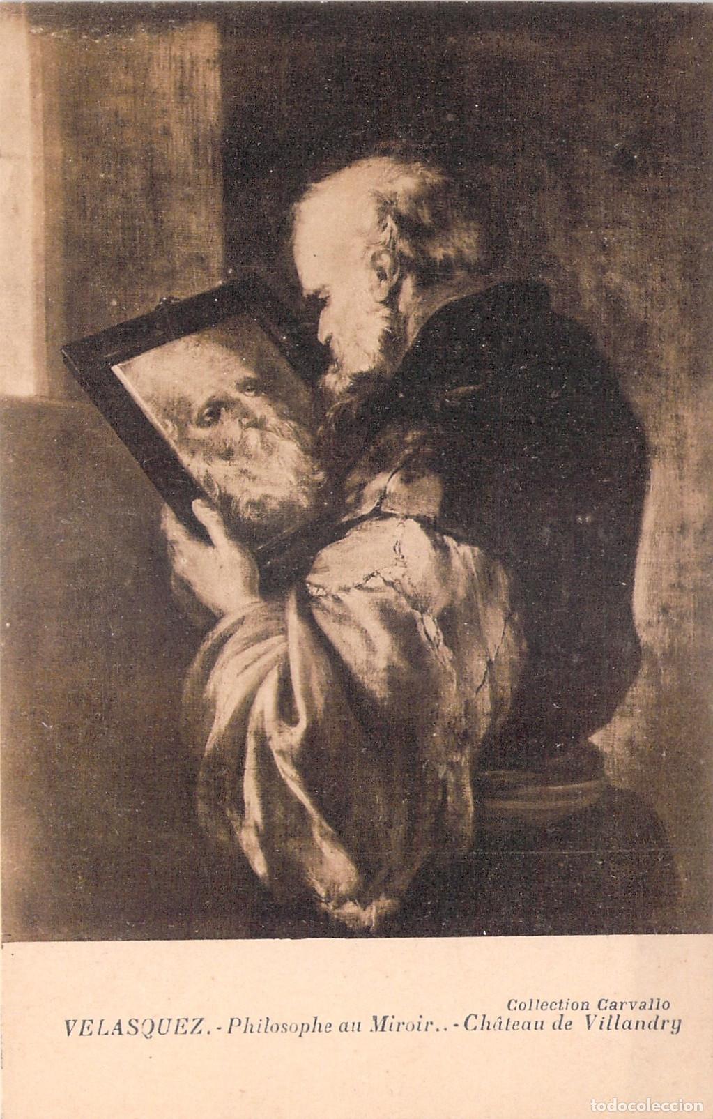 Postkarten: Postal de obra de arte: Fil&oacute;sofo ante el espejo de Vel&aacute;zquez