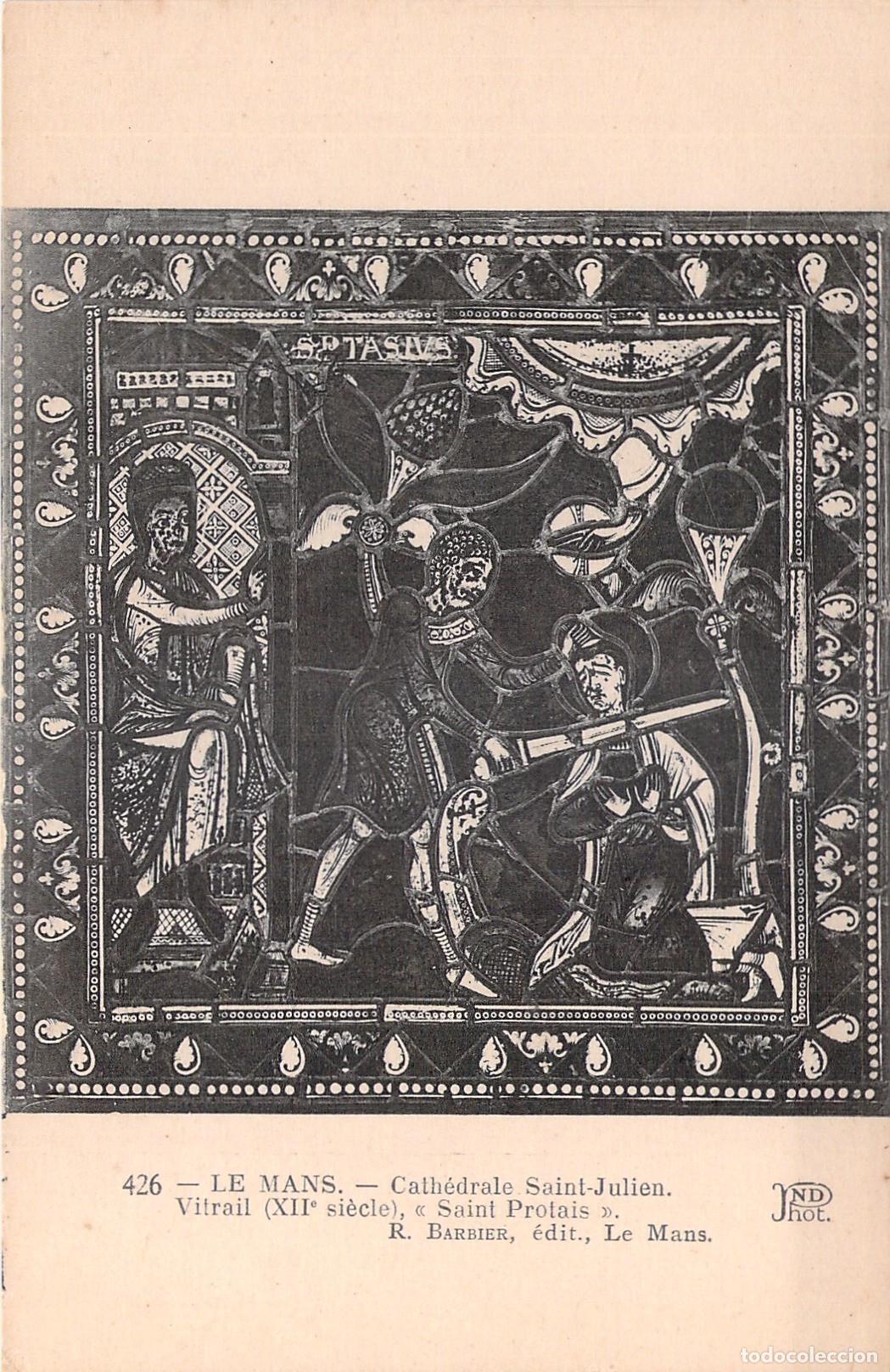 Postkarten: Postal de vitral de la Catedral de Le Mans Saint Protais