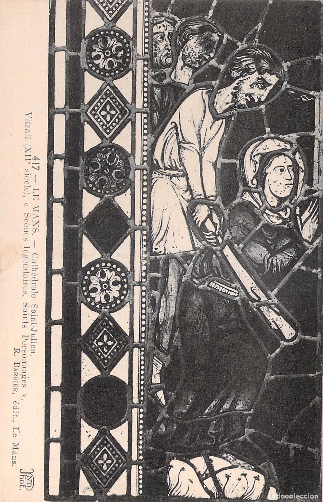 Postkarten: Postal de vitral de la Catedral de Le Mans