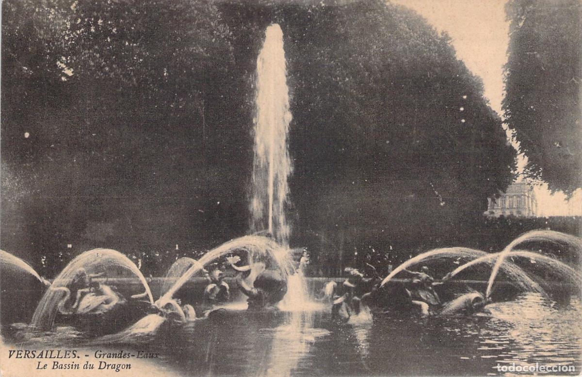 Cartoline: Postal de la Fuente del Estanque del Drag&oacute;n en los Jardines de Versalles