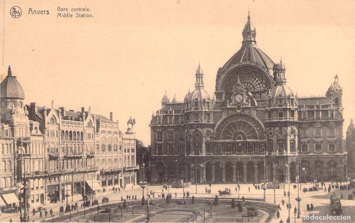 Cartoline: Postal de la Estaci&oacute;n Central de Amberes, B&eacute;lgica