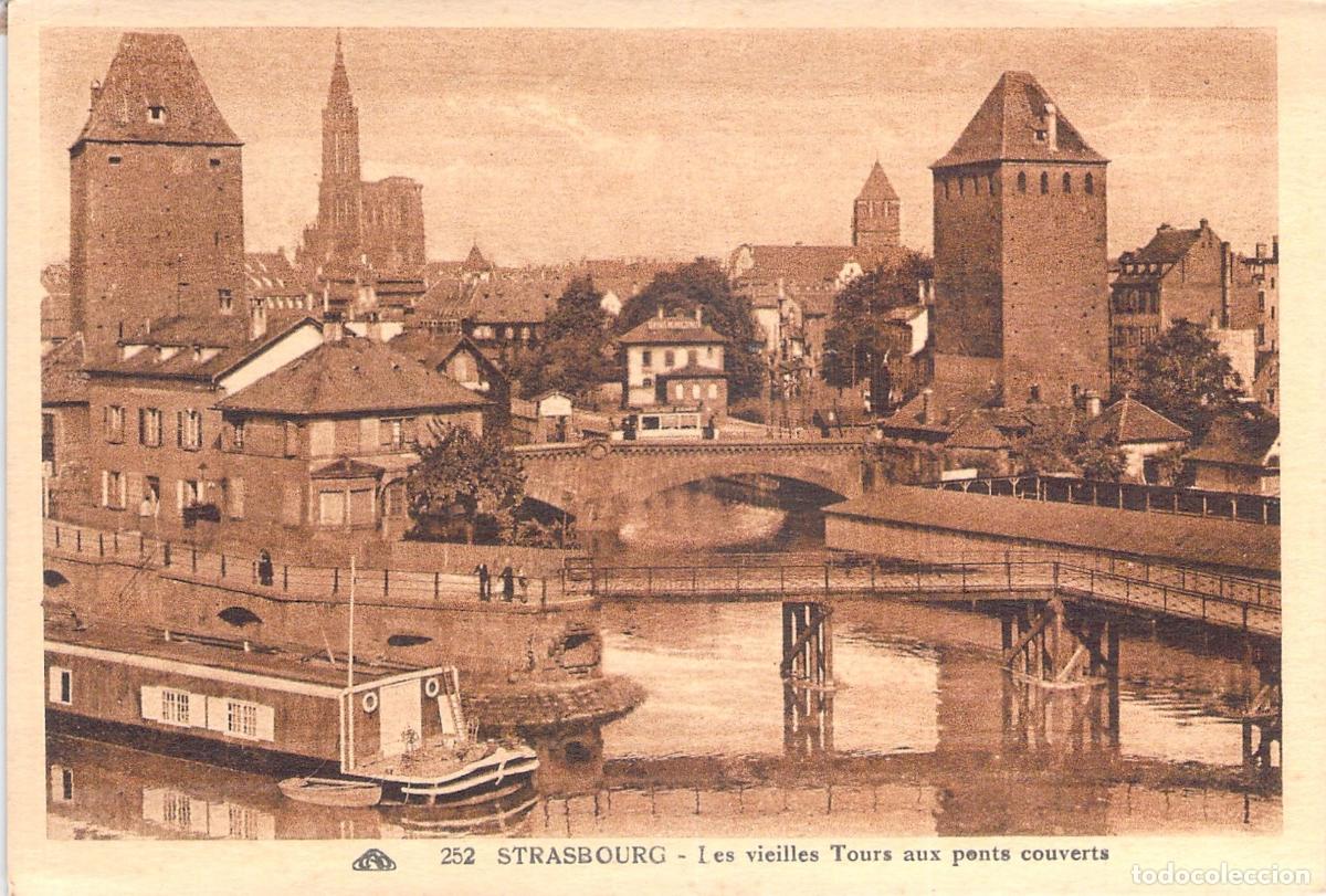 Cartoline: Postal de Estrasburgo, Francia: Torres y Puentes Cubiertos