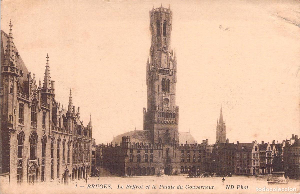 Postais: Postal de Brujas, Belfort y Palacio del Gobernador, B&eacute;lgica