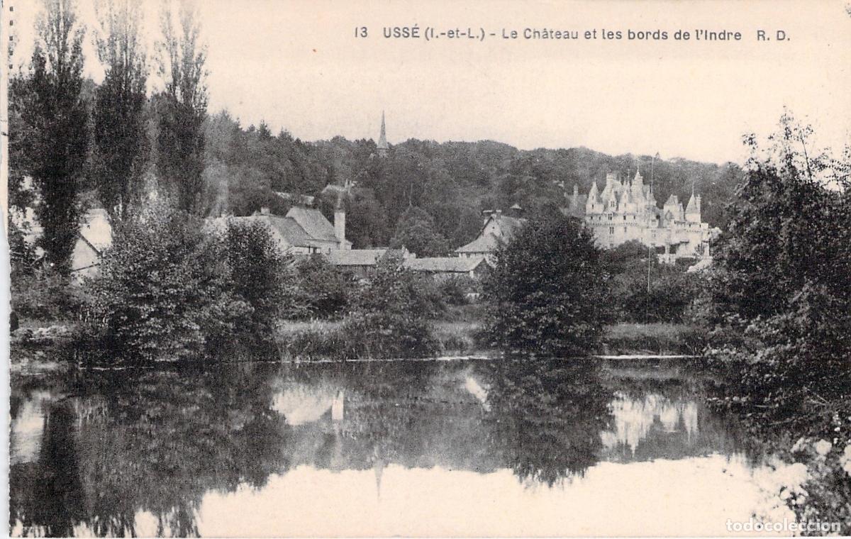 Postales: Postal del Castillo de Uss&eacute; y los paisajes del r&iacute;o Indre en Francia