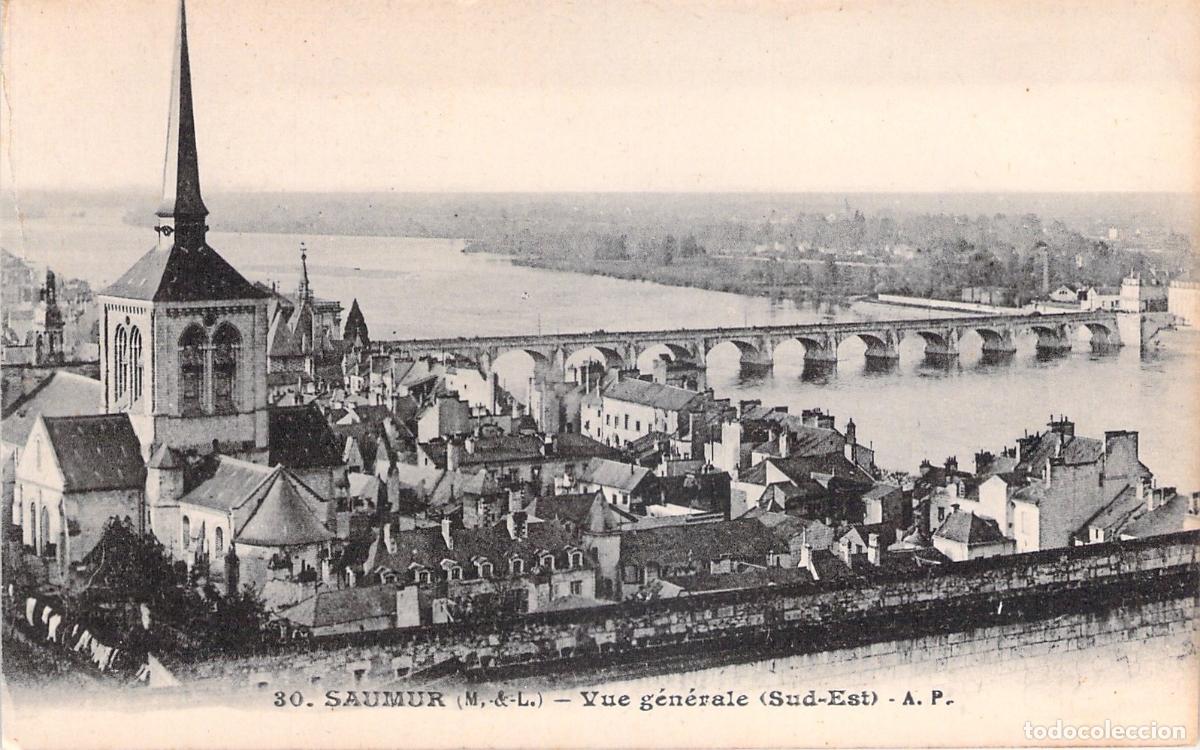 Postales: Postal de Saumur, Vista General del R&iacute;o Loira en Francia