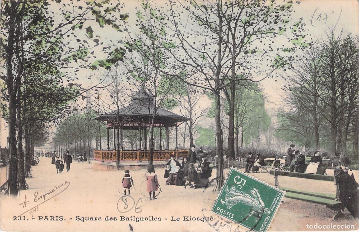 Postales: Postal de Paris Square des Batignolles con Quiosco