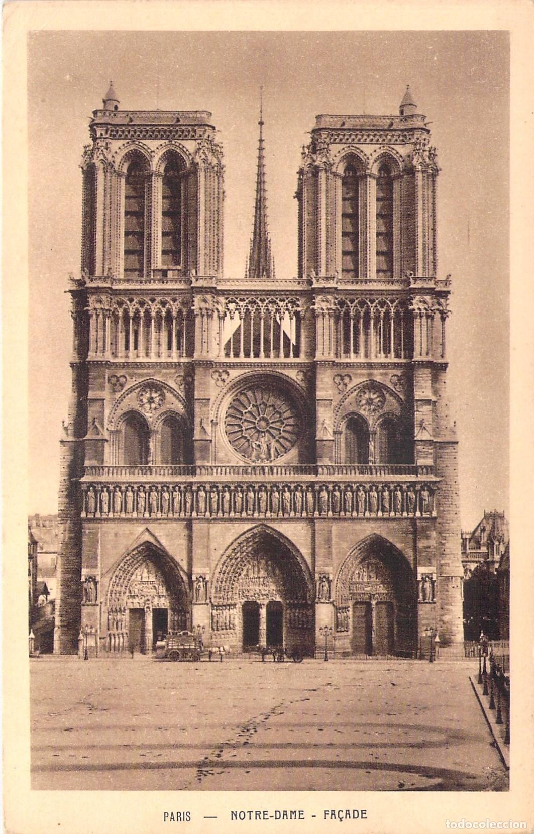 Postkarten: Postal de la fachada de la Catedral de Notre-Dame en Paris