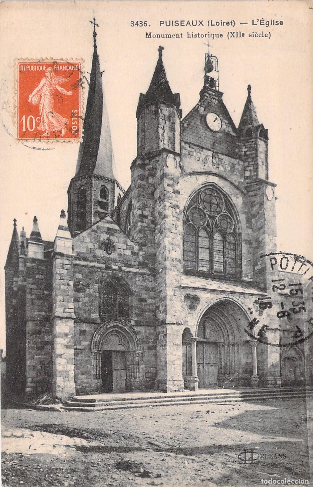 Postales: Postal de la Iglesia de Puiseaux, Loiret, Francia