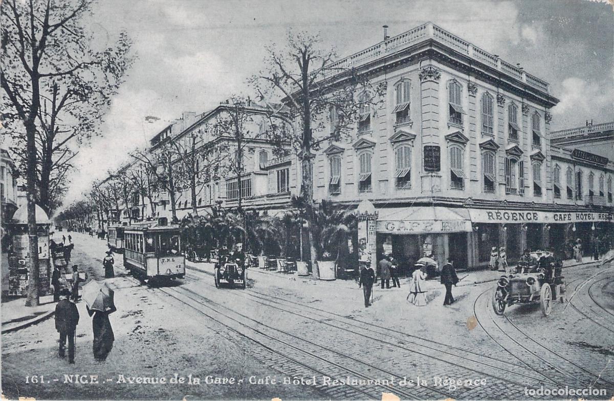 Cartes Postales: Postal de Niza Avenue de la Gare Caf&eacute; Hotel de la Regence