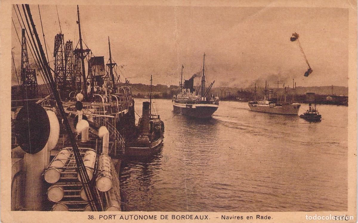 Postales: Postal de barcos en el Puerto Aut&oacute;nomo de Bordeaux
