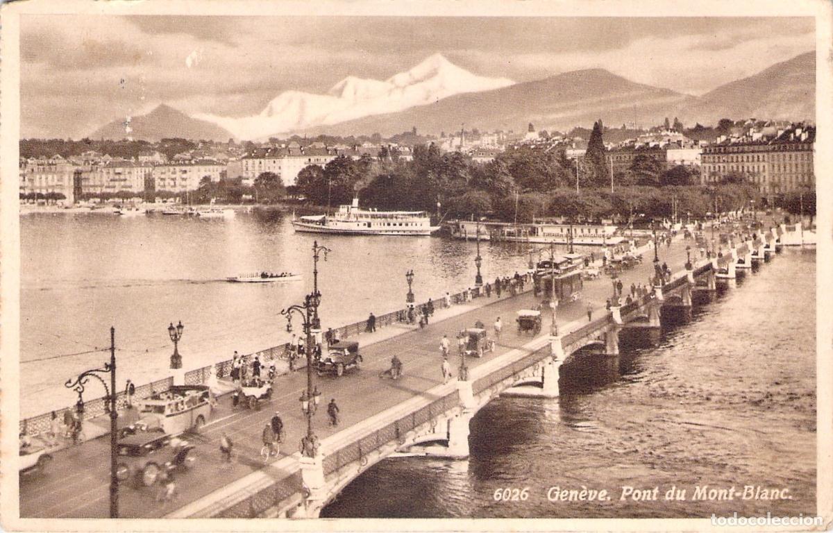 Postales: Postal de Ginebra Puente del Mont-Blanc