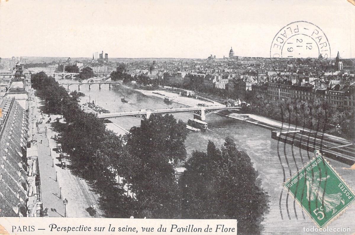 Postales: Postal de Paris vista desde el Pavillon de Flore hacia el rio Sena