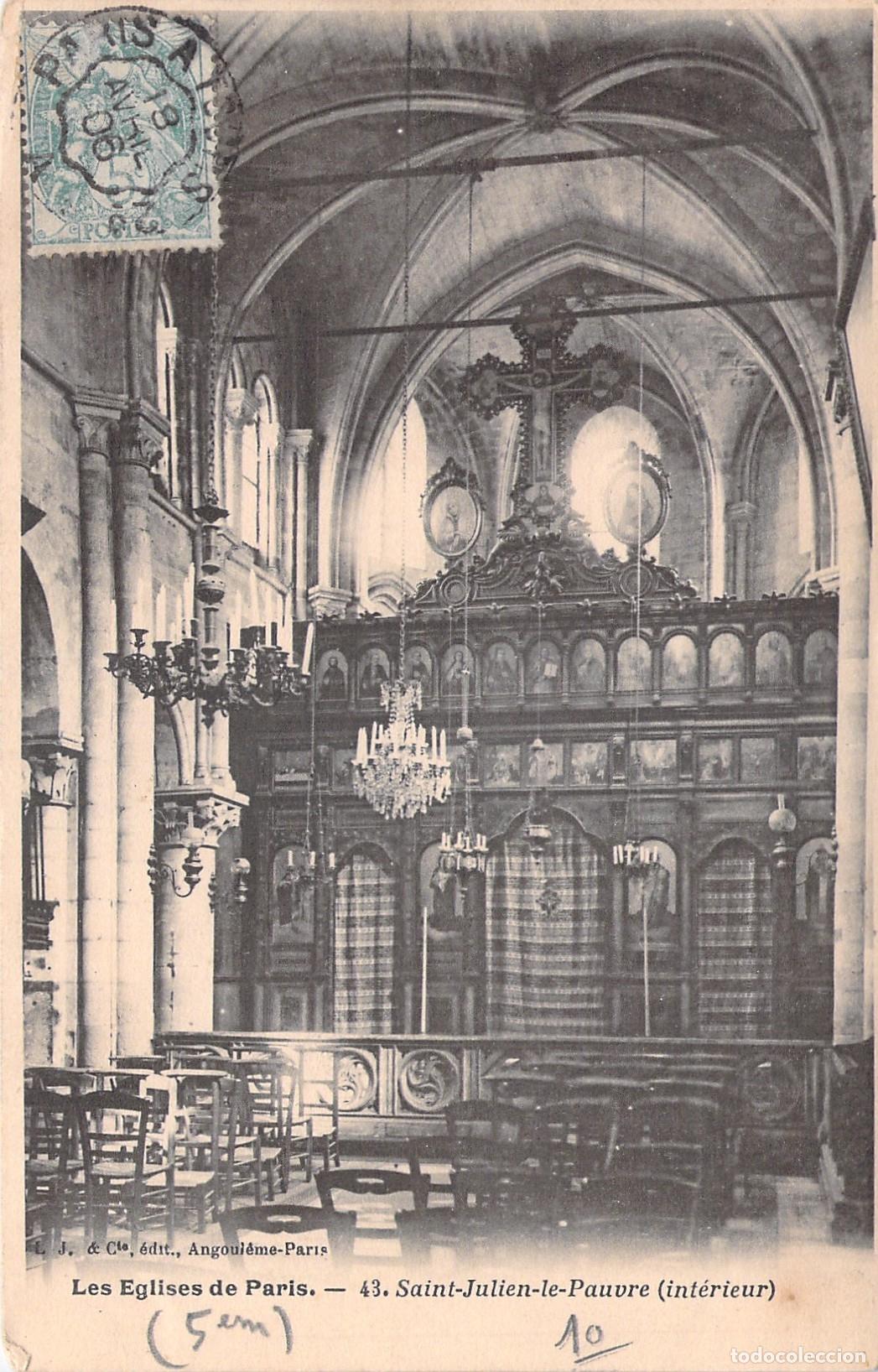 Postales: Postal de la Iglesia Saint-Julien-le-Pauvre, Par&iacute;s
