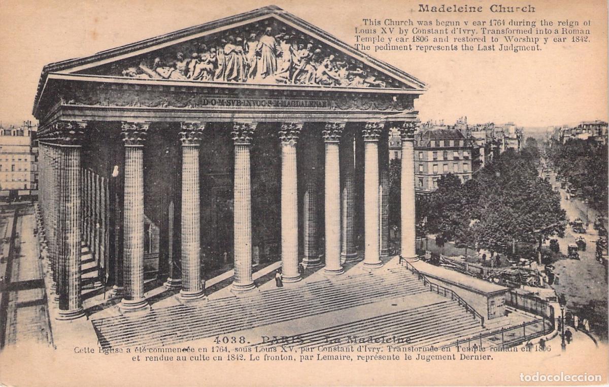 Postales: Postal de la Iglesia de la Madeleine en Par&iacute;s, Francia