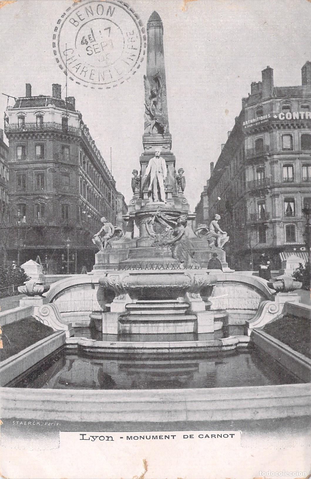 Postales: Postal de Lyon Monumento de Carnot