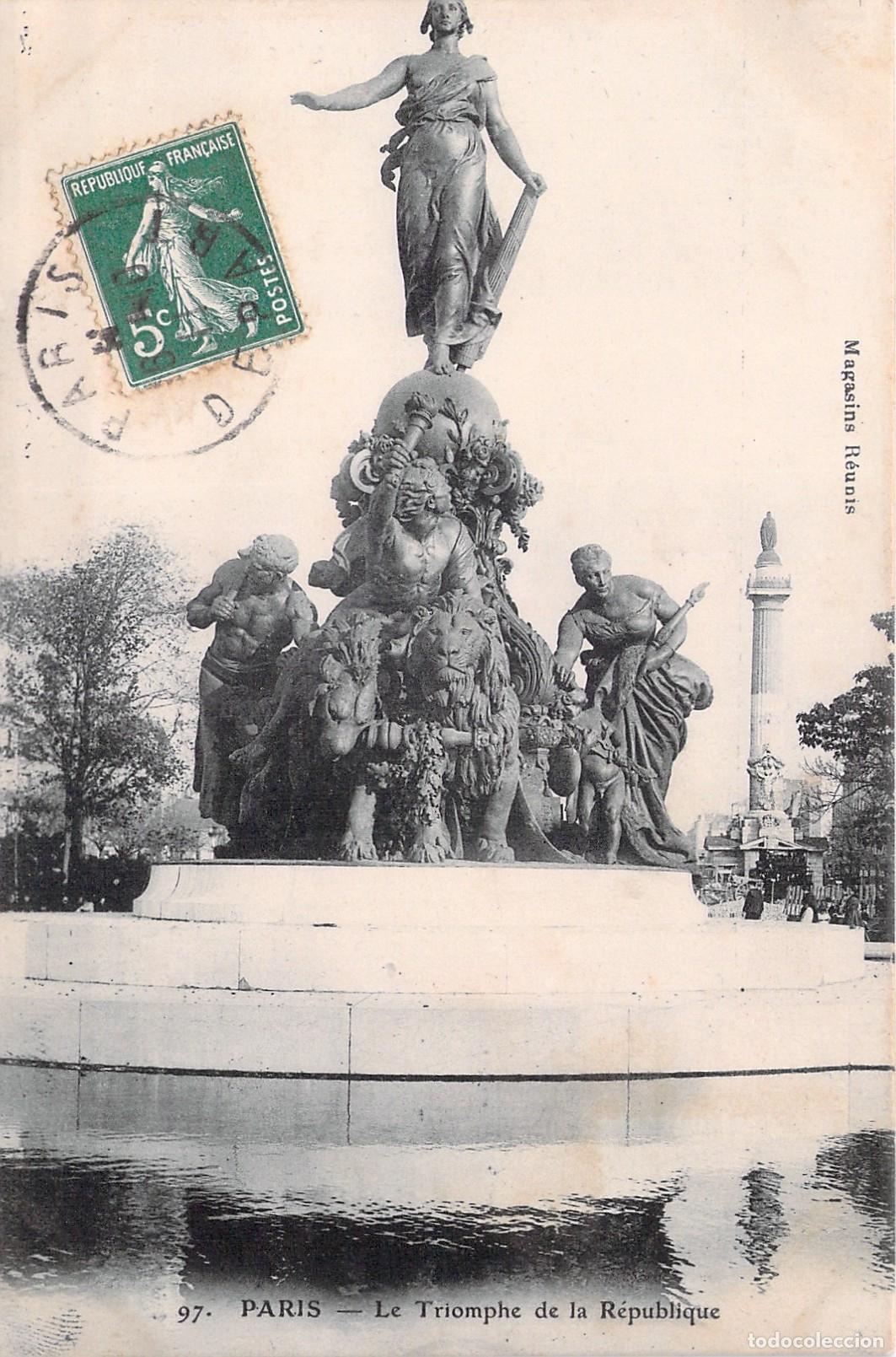 Postales: Postal de Par&iacute;s: Monumento El Triunfo de la Rep&uacute;blica