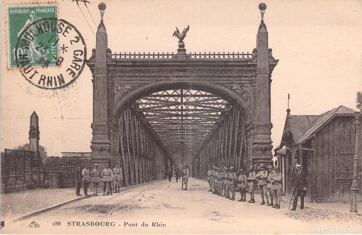 Postales: Postal de Estrasburgo, Puente del Rin con soldados