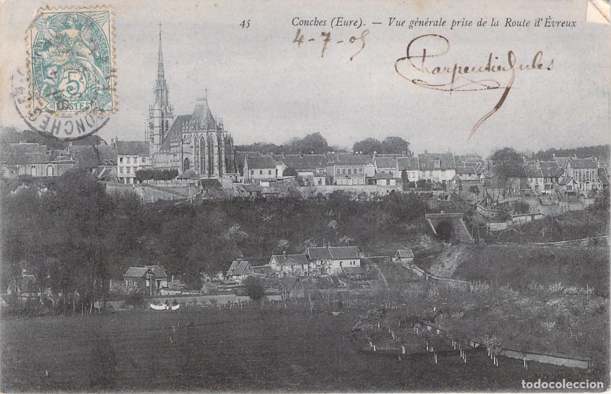Postales: Postal de la vista general de Conches, Eure, Francia