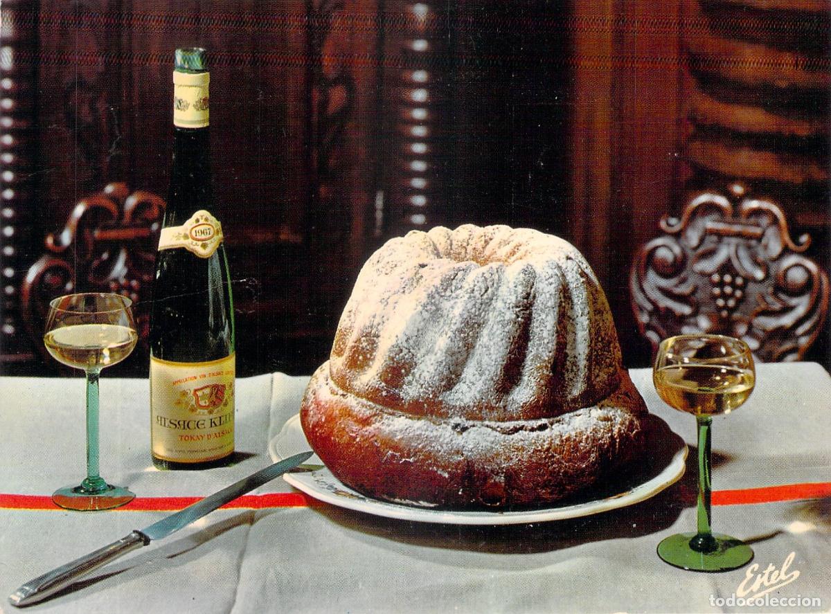 Postales: Postal con receta de Kugelhopf franc&eacute;s y vino de Alsacia