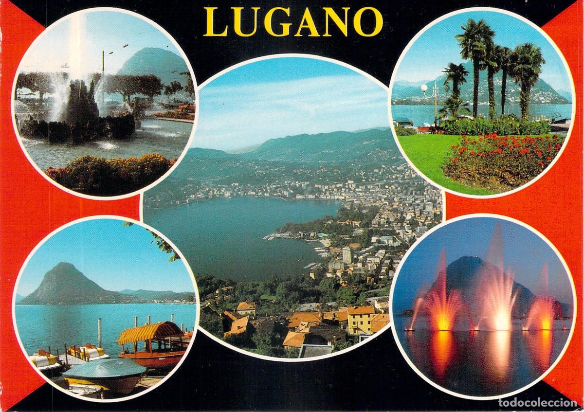 Postales: Postal de Lugano Suiza Lago y Paisaje Urbano