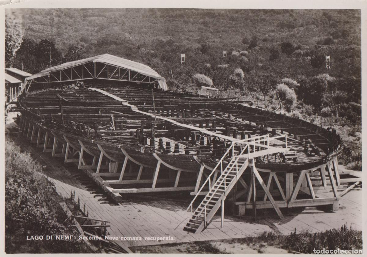 Postales: ITALIA, LAGO DE NEMI, NAVE ROMANA DEL EMPERADOR CAL&Iacute;GULA, RECUPERADA - S/C