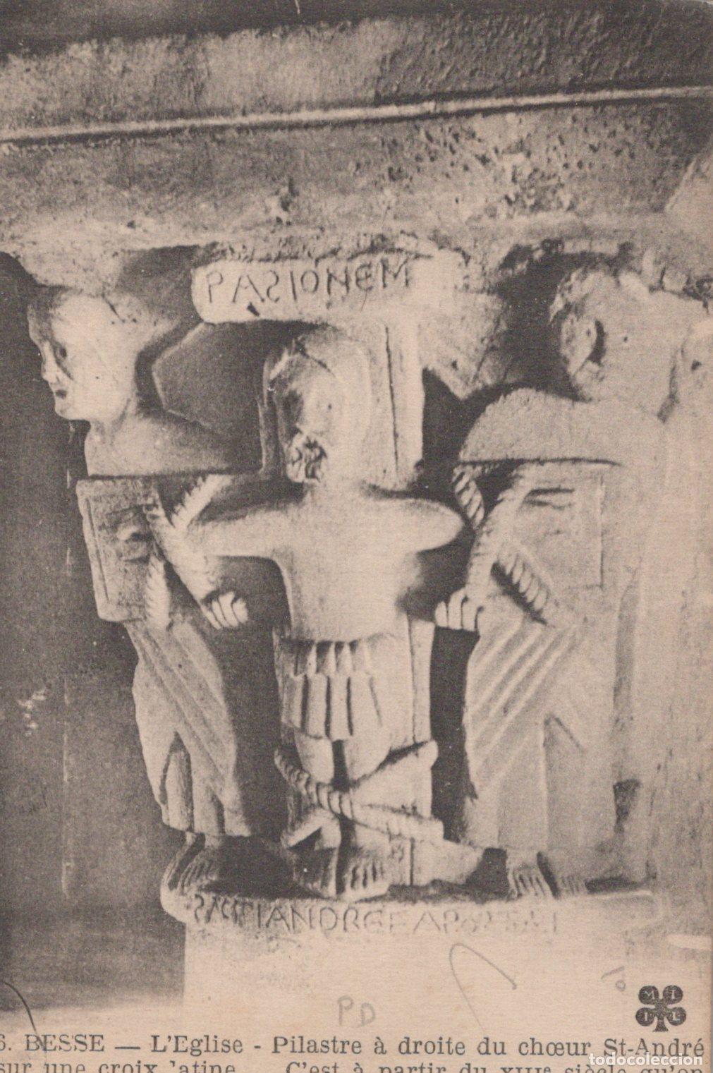 Postales: France Besse &Eacute;glise Saint Andr&eacute; Pilastre Sculpt&eacute; D&eacute;tail Romane Unposted *YAC165