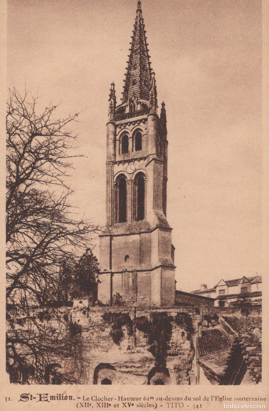 Cartoline: France St Emilion Clocher de L &Eacute;glise Monolithe Architecture Unposted *YAC116