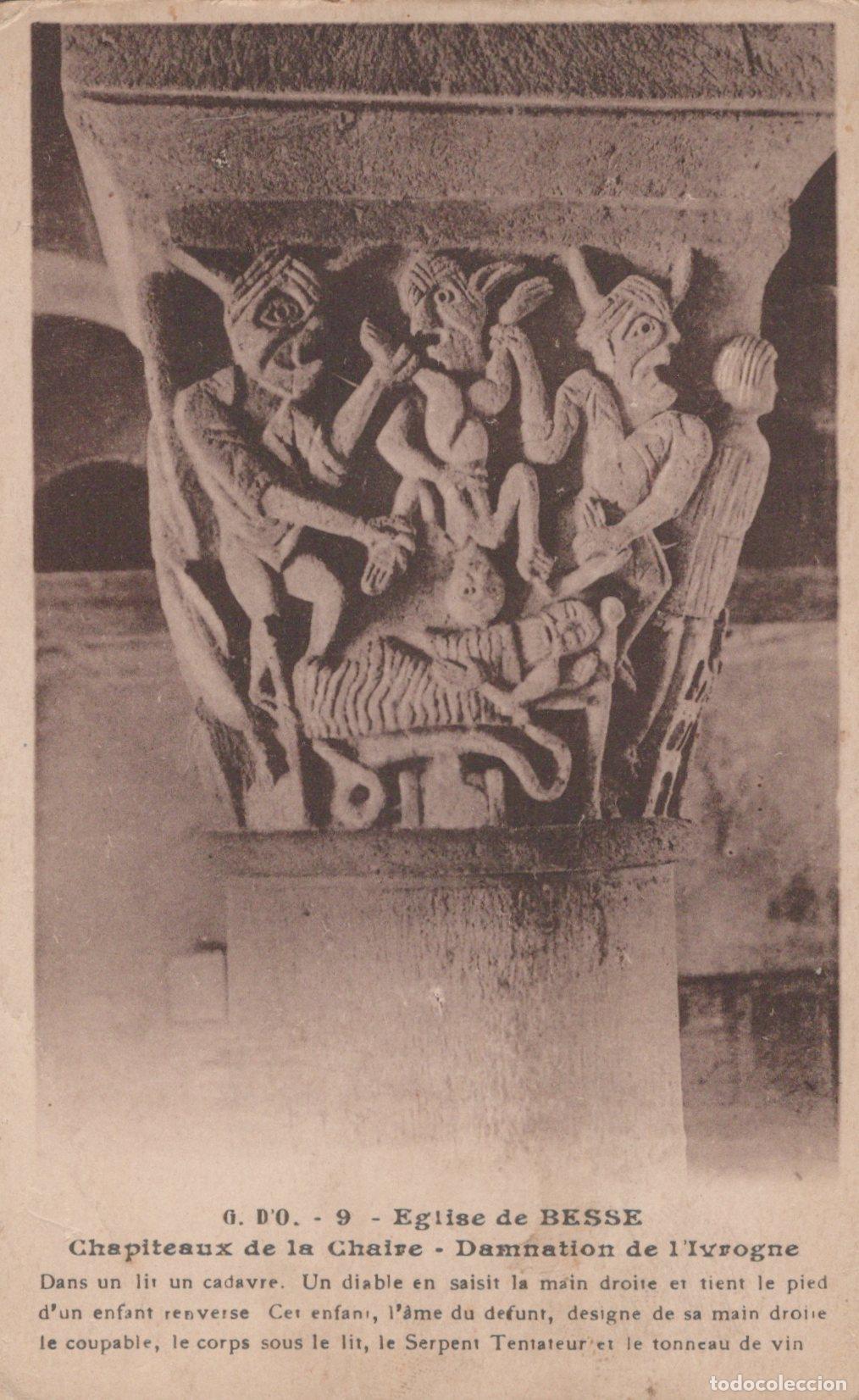 Postkarten: France Besse Auvergne &Eacute;glise Chapiteau Damnation Ivrogne Art Roman *YAC001
