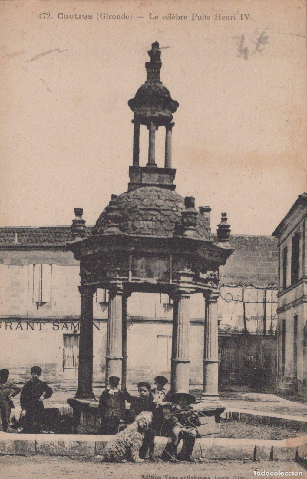 Postales: France Coutras Gironde Puits Henri IV Personnes Chien *YAC234